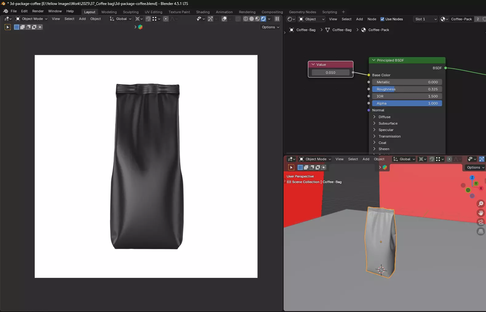 Food Bag Mockup 3D Model 3D model_10