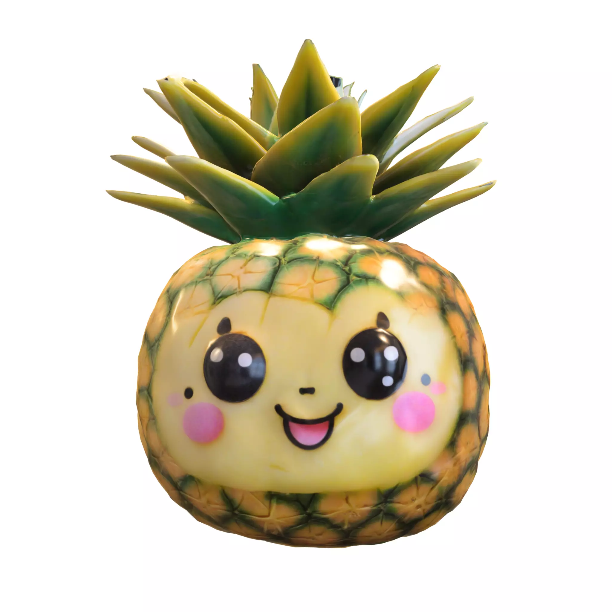 Cute Pineapple kawaii Low-poly 3D model