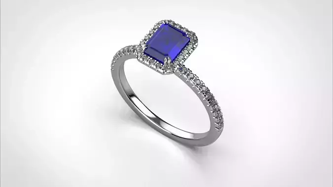 Emerald Halo ring stl obj 3D print model R155 3D print model