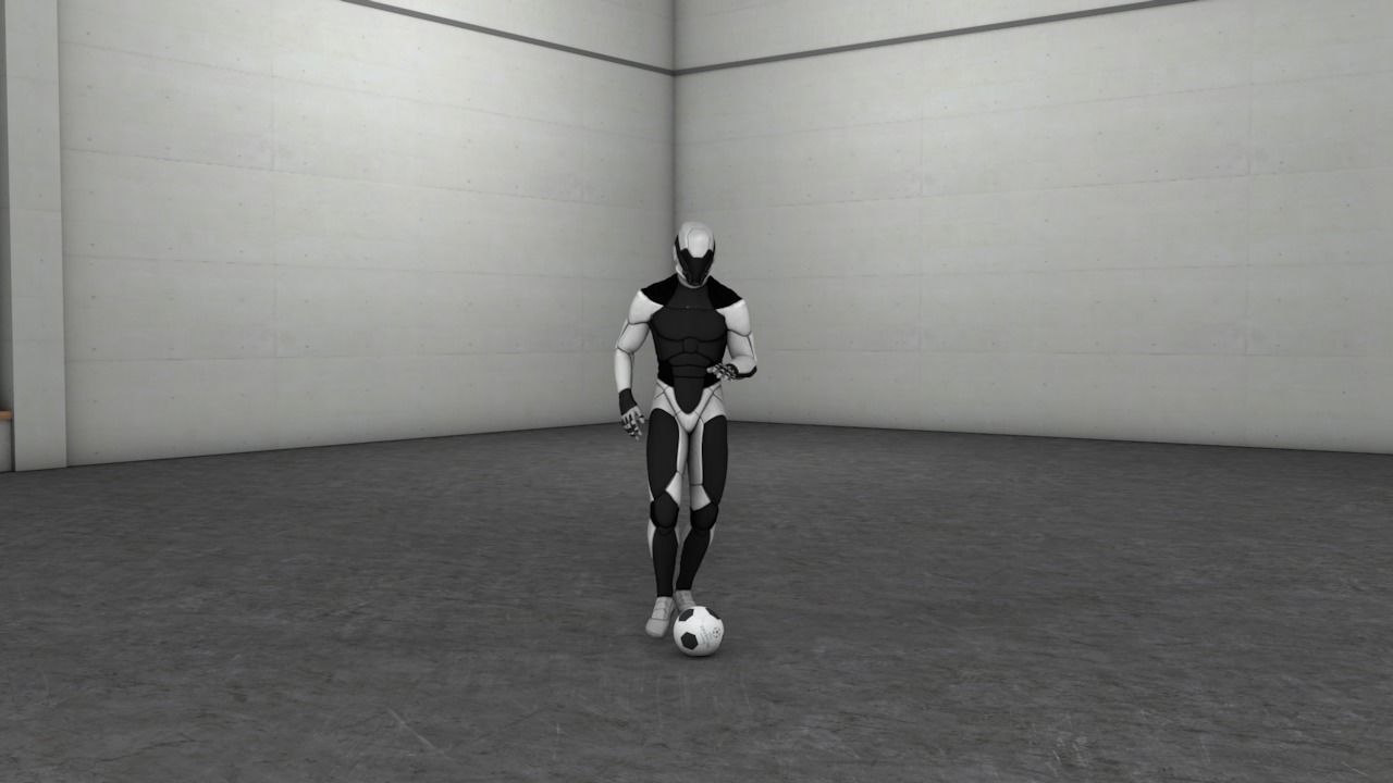 dribbling humanoid with soccer ball 3D model_0