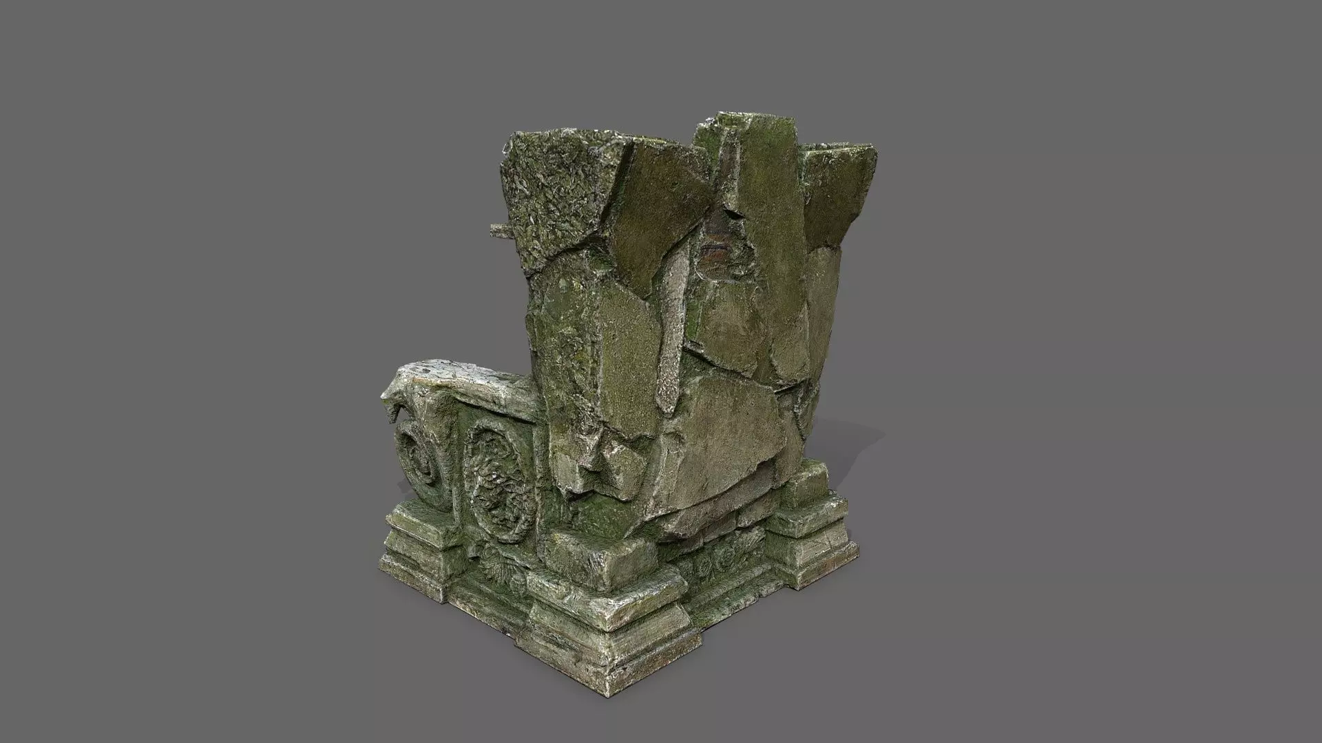 old throne Low-poly 3D model_4