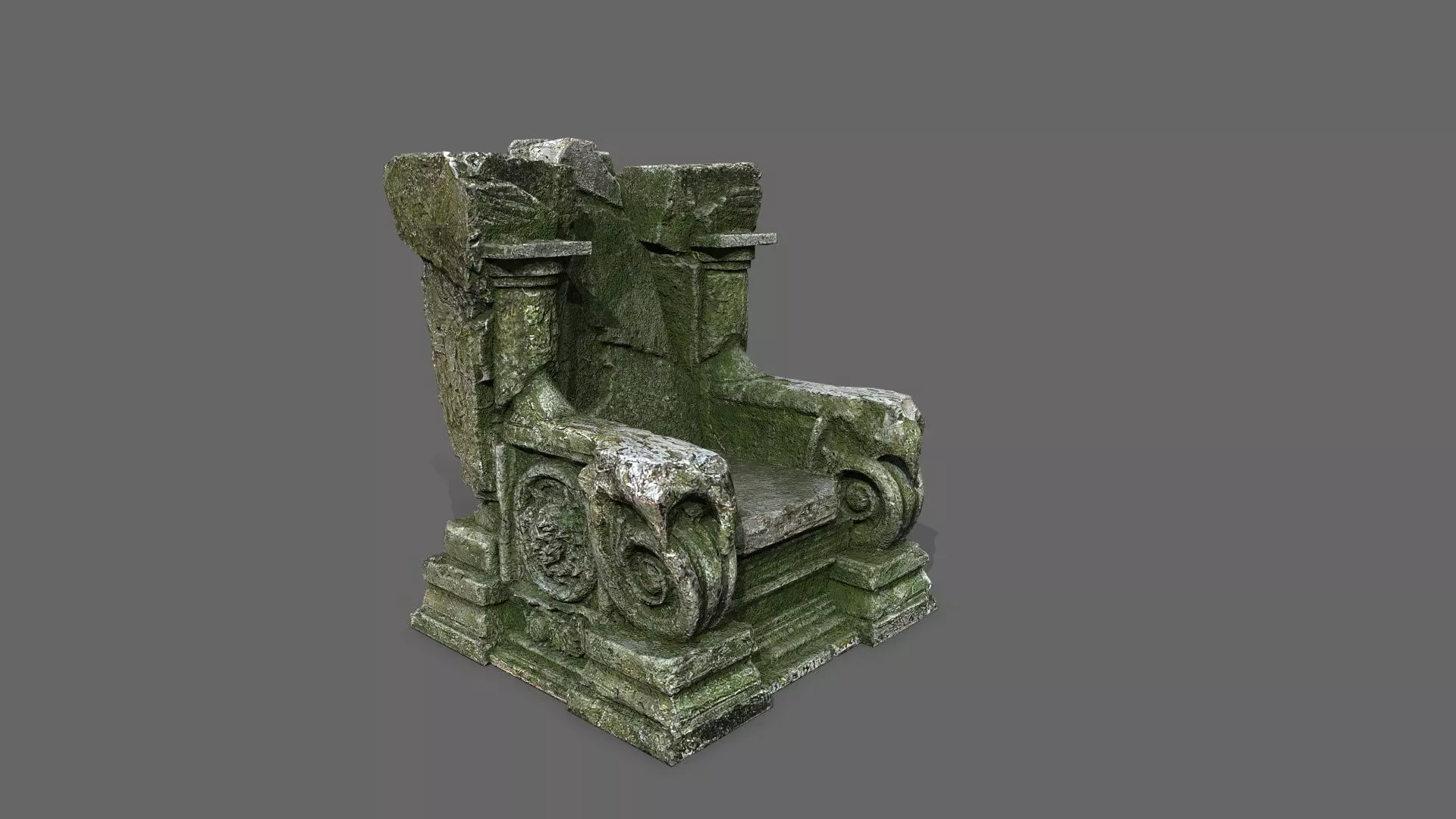 old throne Low-poly 3D model_8