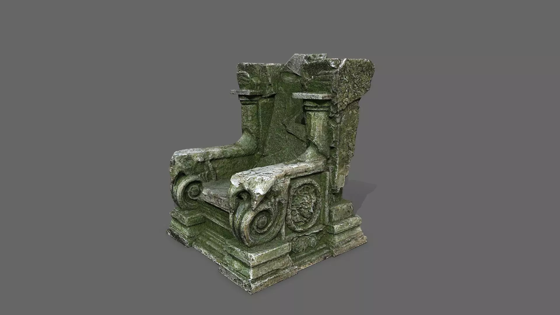 old throne Low-poly 3D model_2