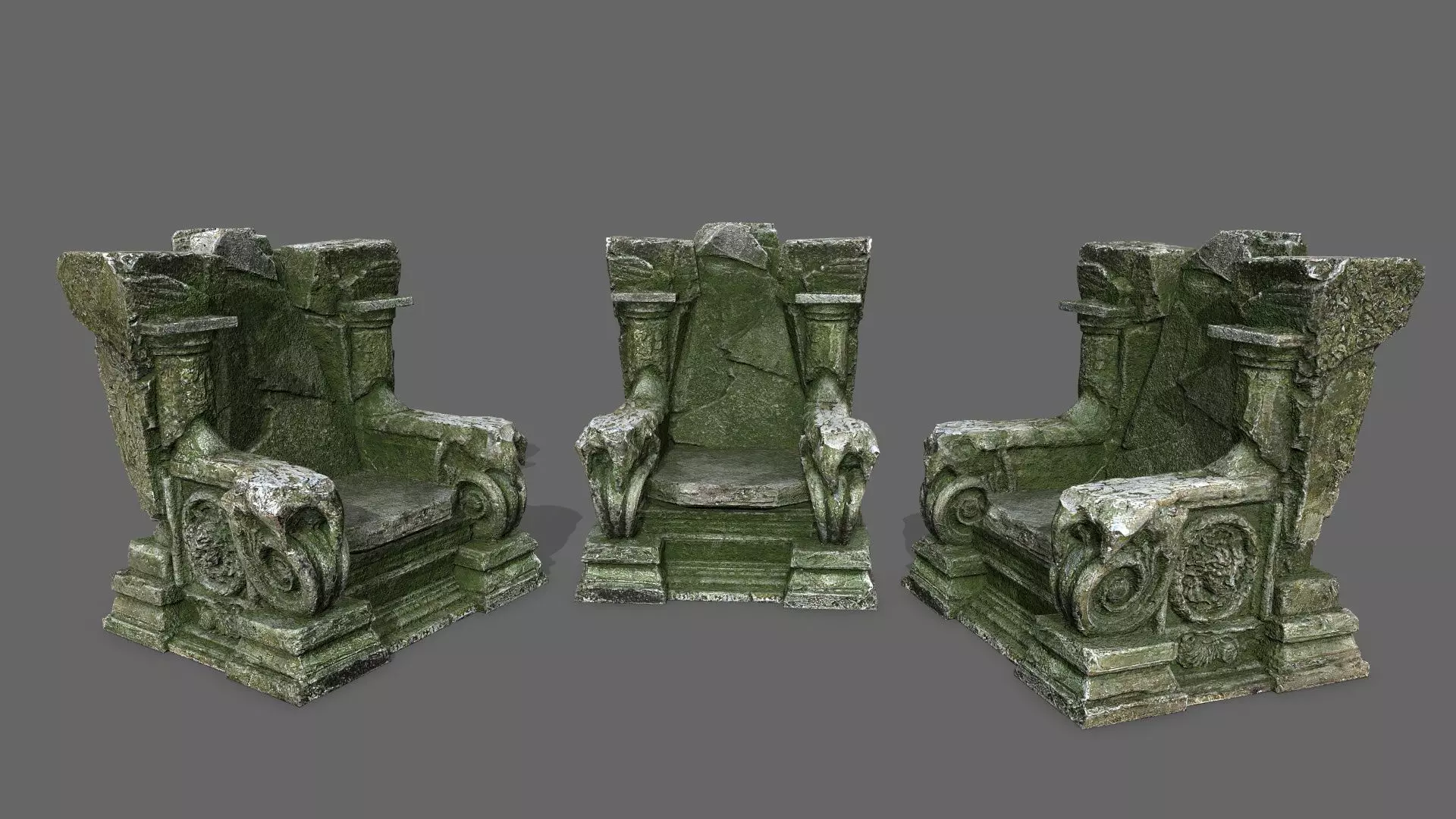 old throne Low-poly 3D model_1