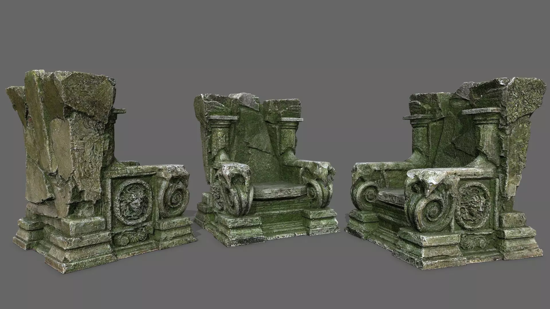 old throne Low-poly 3D model_0
