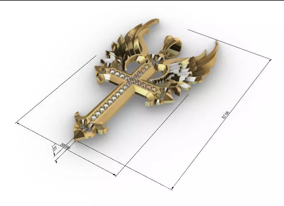 cross pendant 3D print model_2