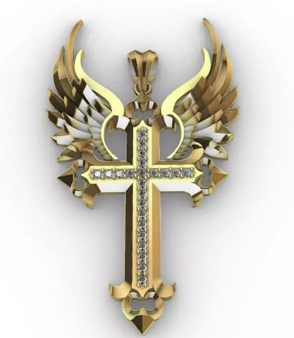 cross pendant 3D print model_1