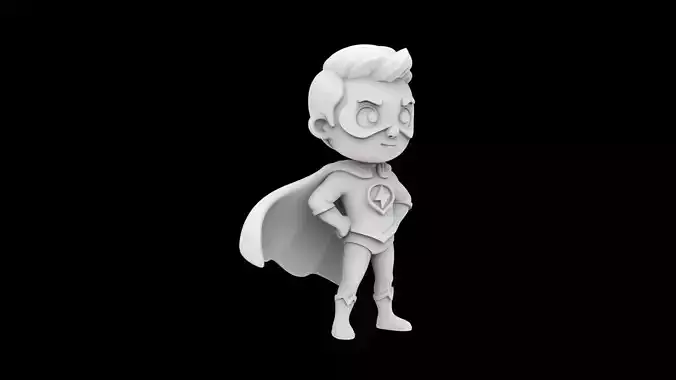 Cartoon Superhero Boy 3D Print Model