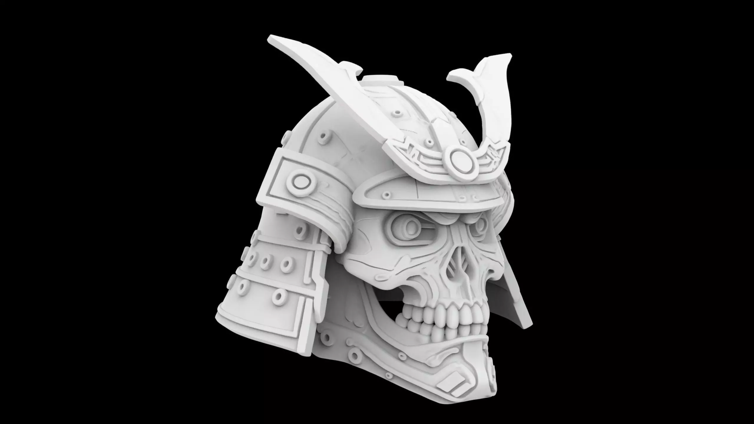 Cyberpunk Samurai Skull 3D Print Model 3D print model