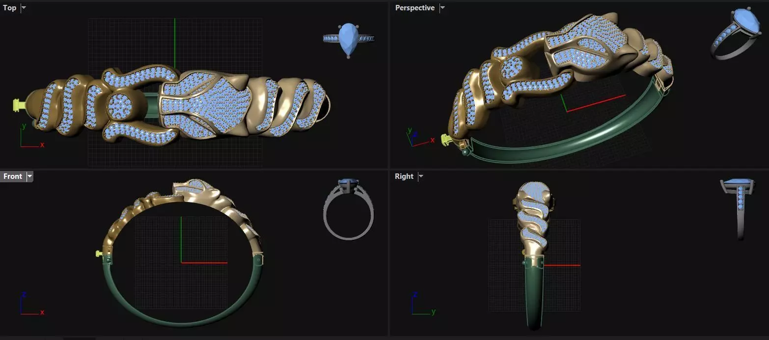  lion bangle bracelet 3D model_3