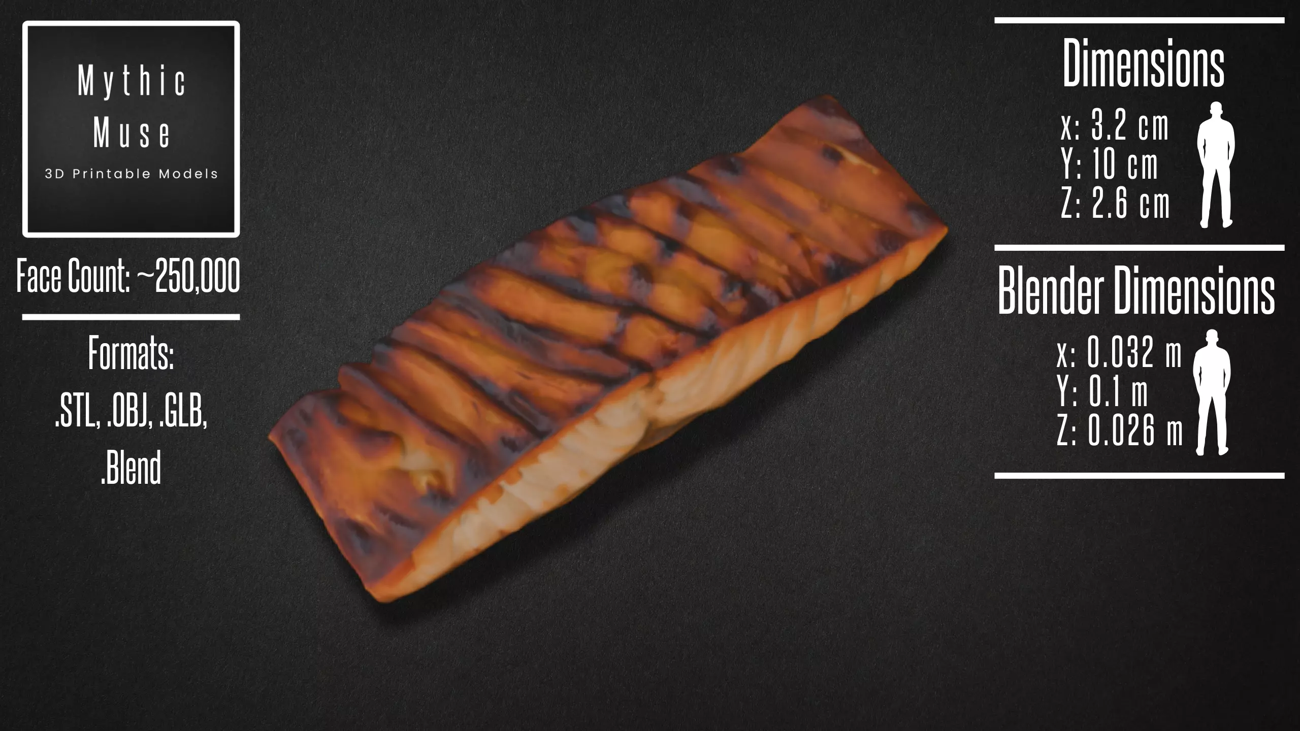 Realistic Grilled Salmon Fillet Model 3D model_2