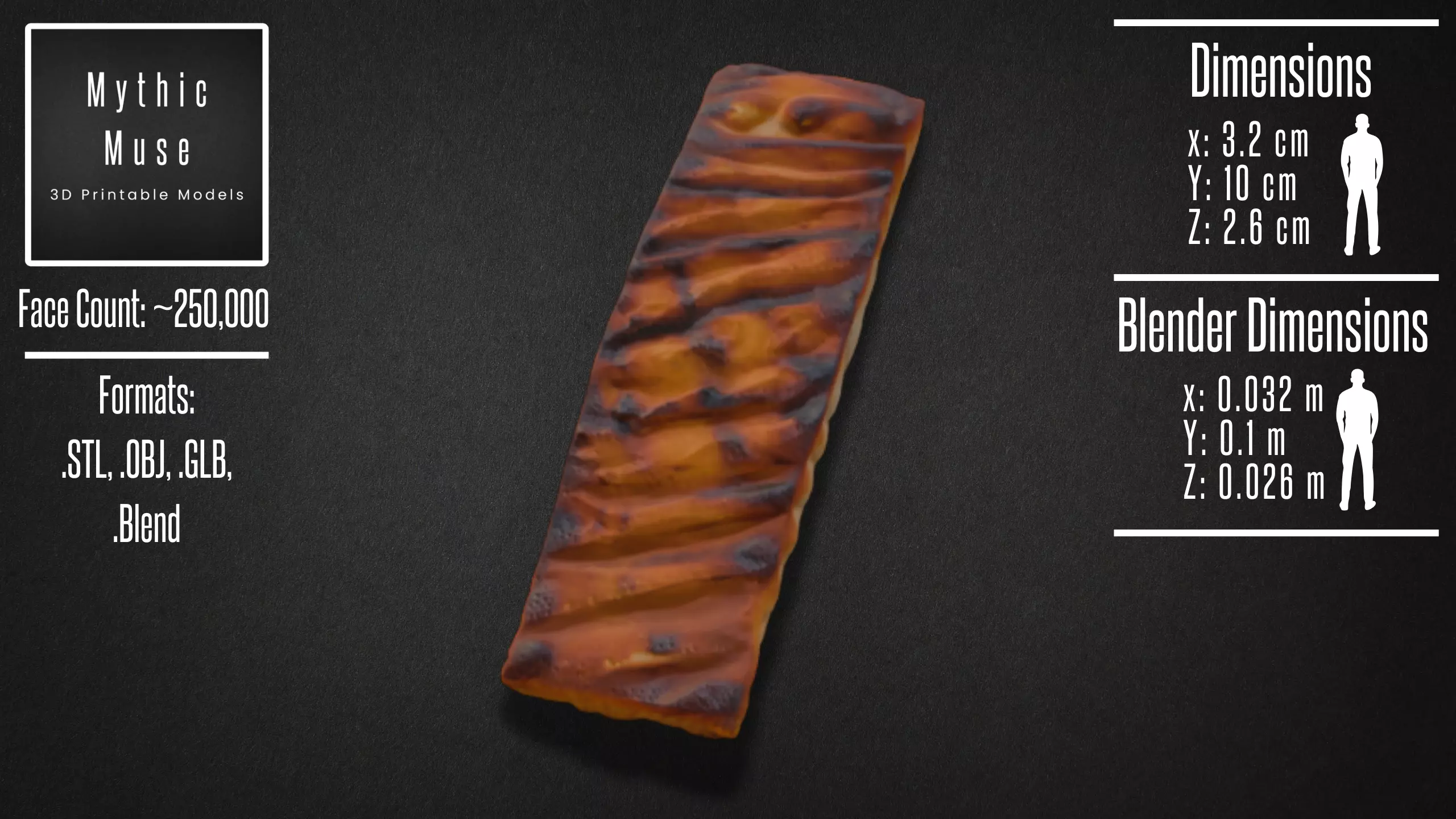 Realistic Grilled Salmon Fillet Model 3D model_4