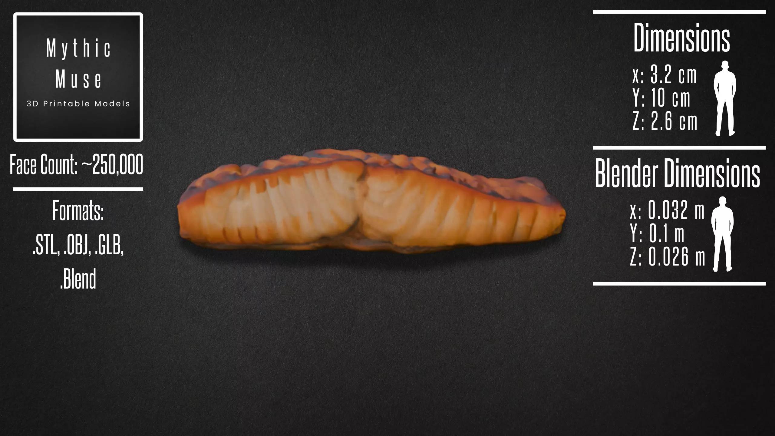 Realistic Grilled Salmon Fillet Model 3D model_7