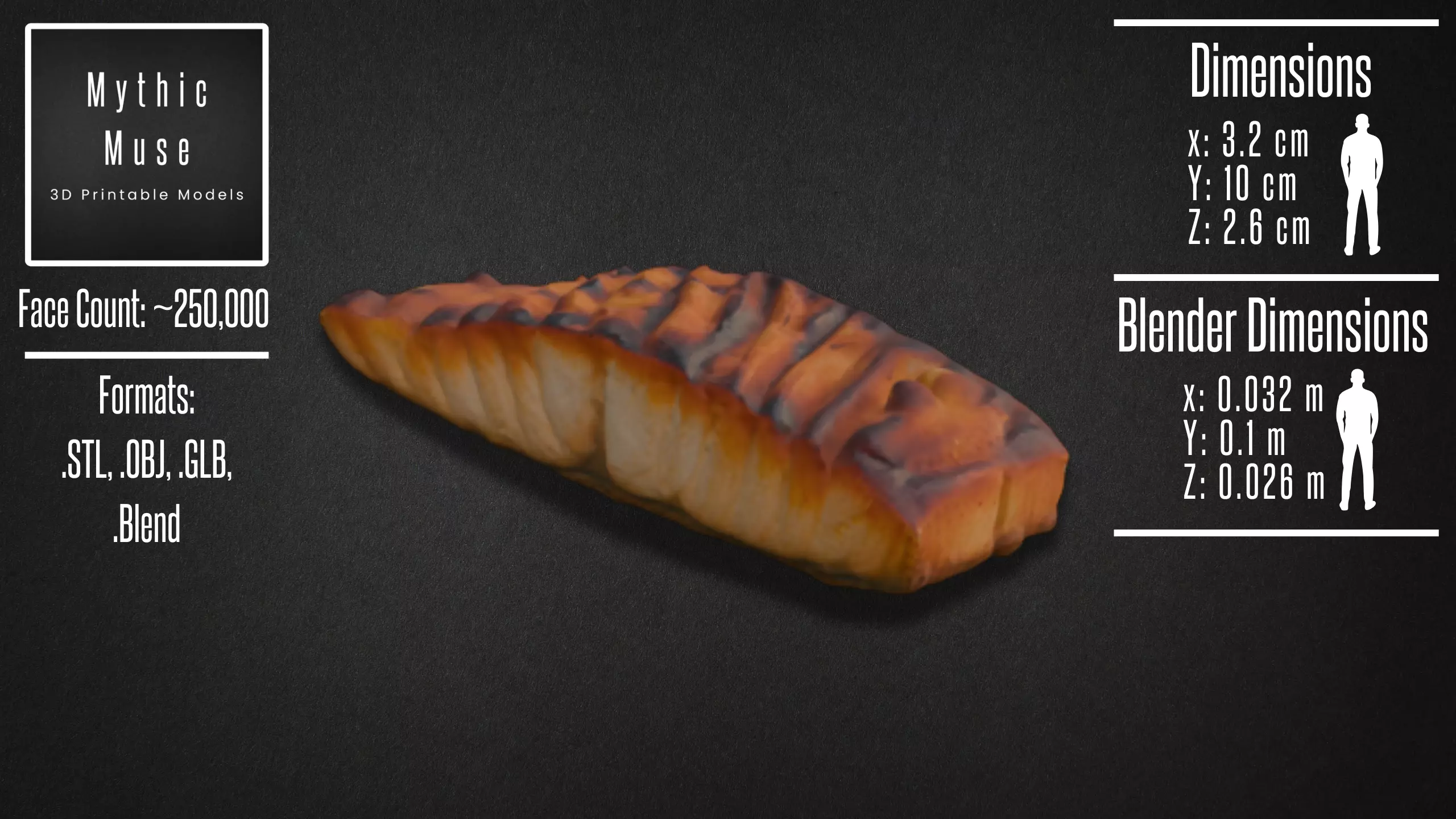 Realistic Grilled Salmon Fillet Model 3D model_3