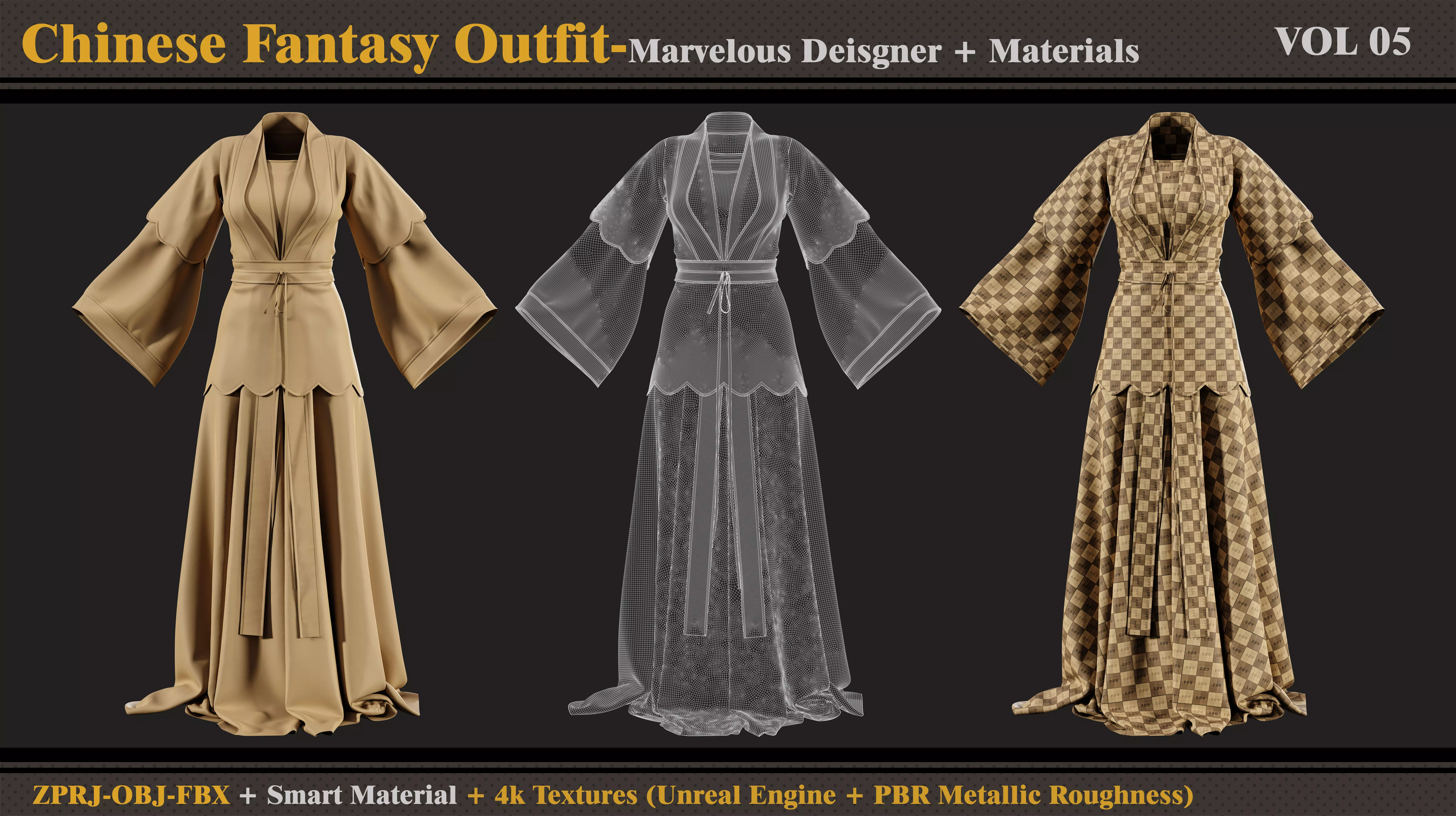 Chinese Fantasy Outfit-MD-Clo3d-Smart Material-Textures-OBJ-FBX 3D model_3