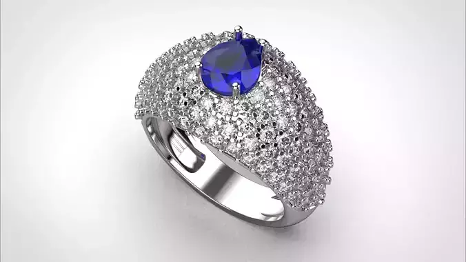 Pave ring stl obj 3D print model R159 3D print model