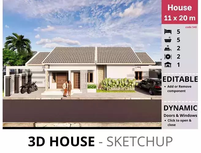 House 11x20m code 540 - Sketchup 3D model 3D model