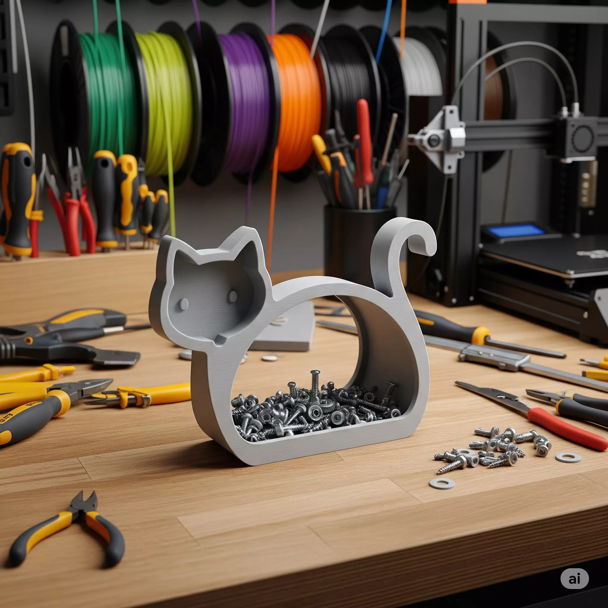 Cat-Shaped Organizer 3D print model_0