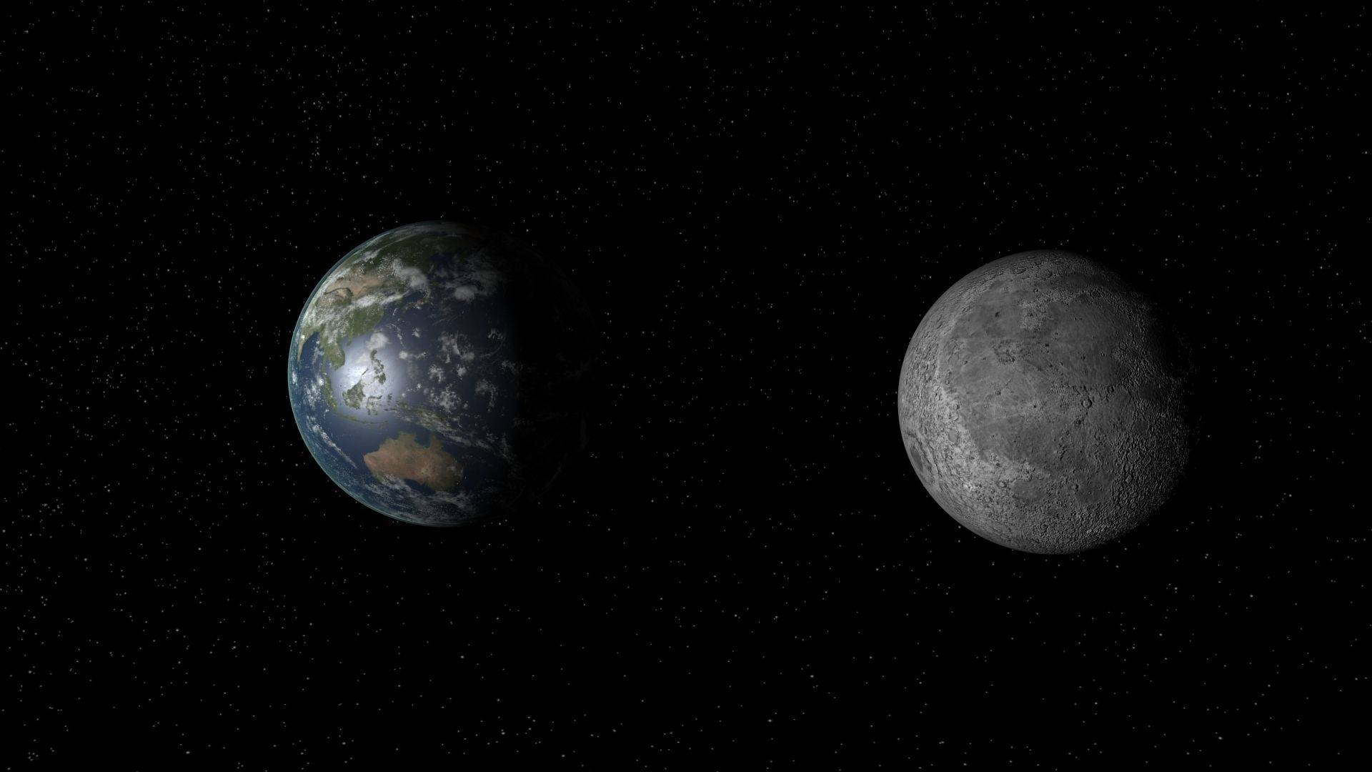 Earth And Moon Planets 3D High Resolution 3D model_1