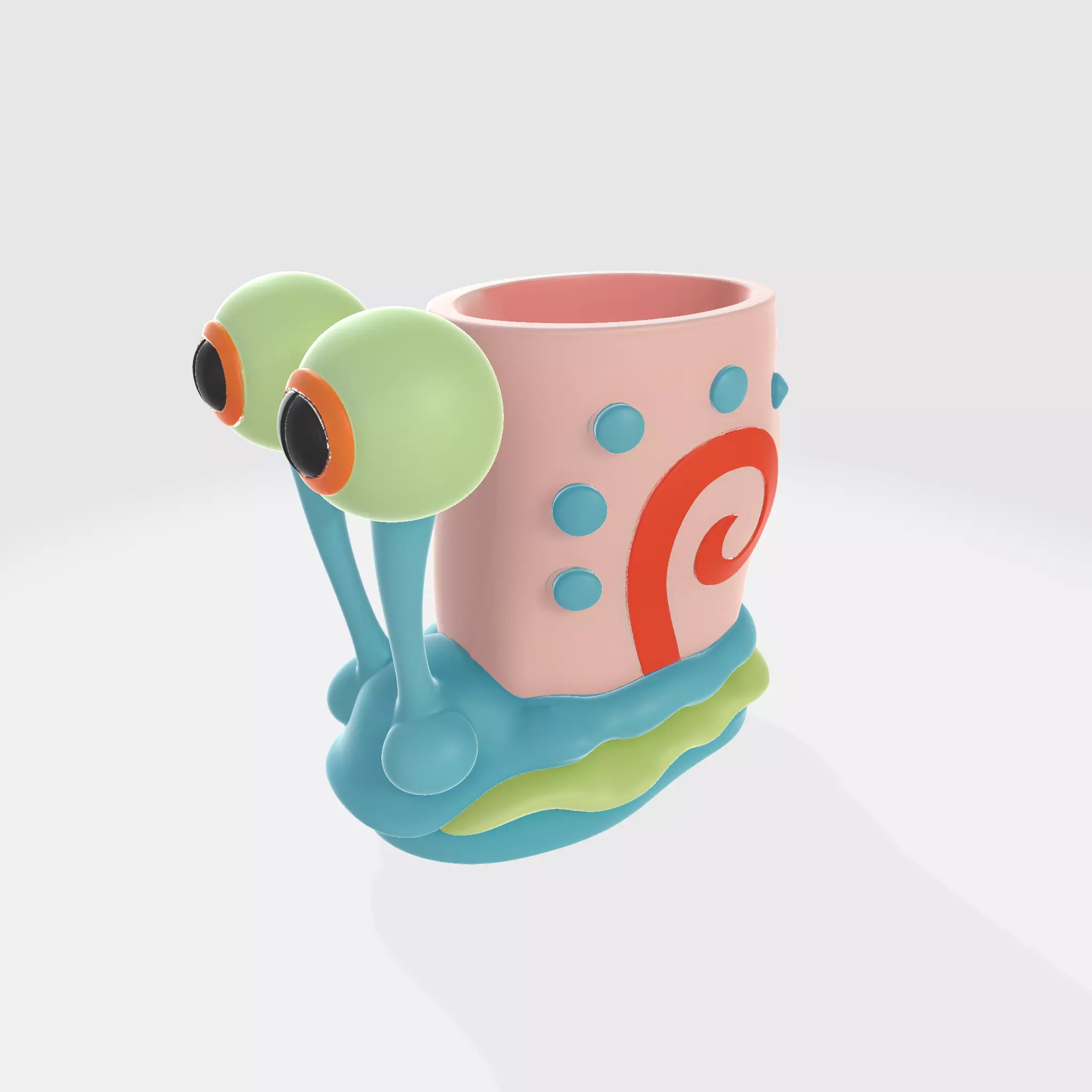 Gary the Snail Inspired Pen Holder Fun Cartoon Desk 3D print model_0