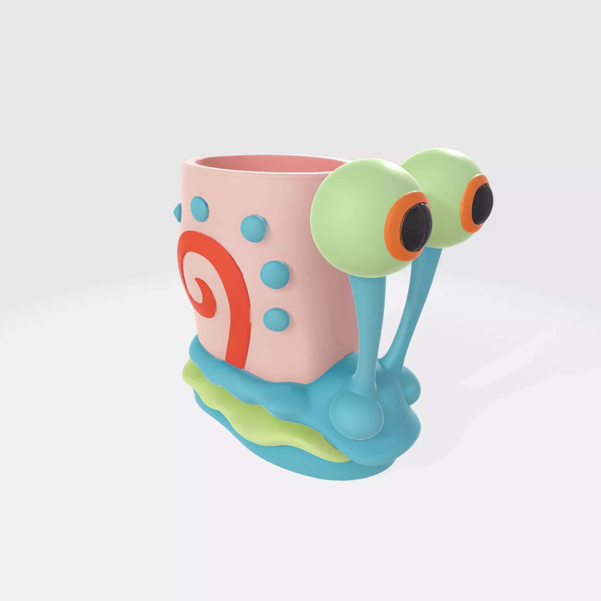 Gary the Snail Inspired Pen Holder Fun Cartoon Desk 3D print model_1