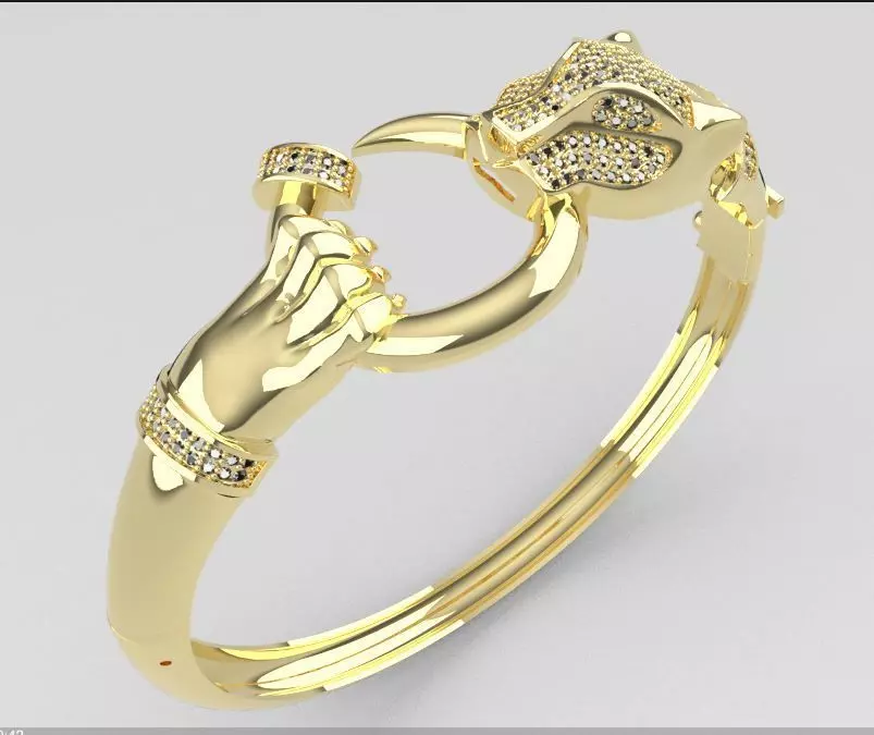 Lion Bangle Bracelet 3D model_2