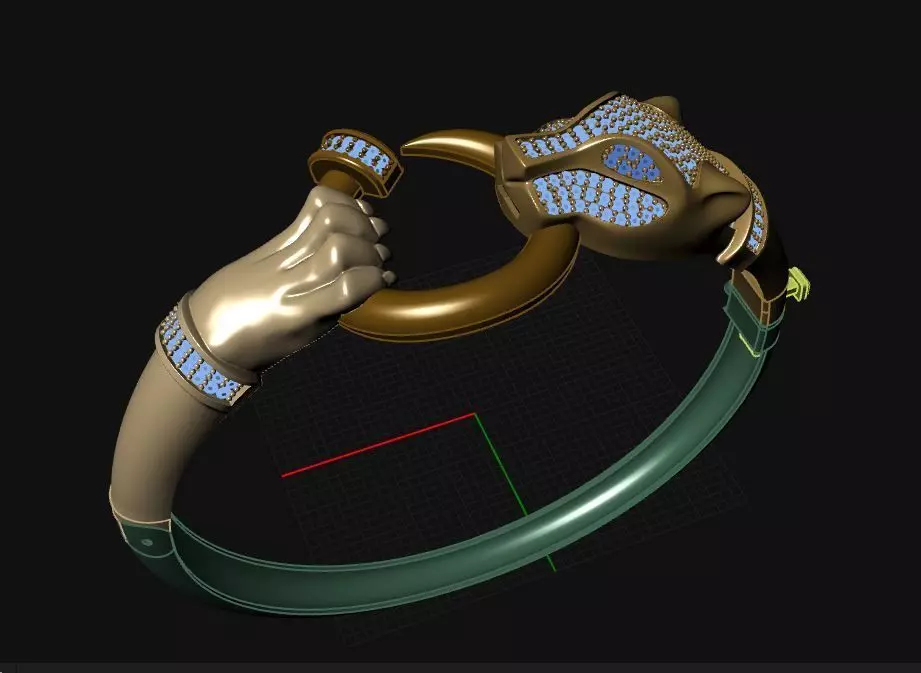 Lion Bangle Bracelet 3D model_3
