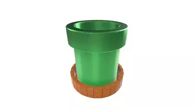  Green Warp Pipe with Brick Base Retro Game