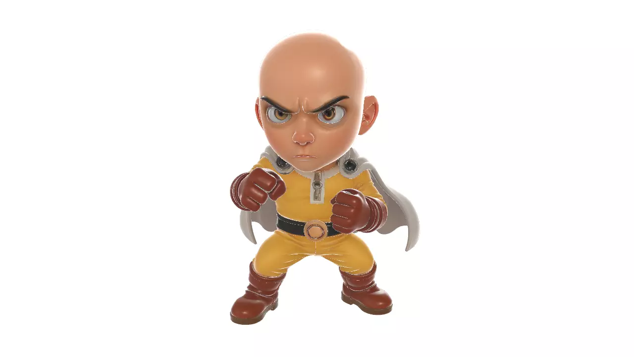 Chibi One Punch Man Figurine Cute Saitama Superhero 3D print model