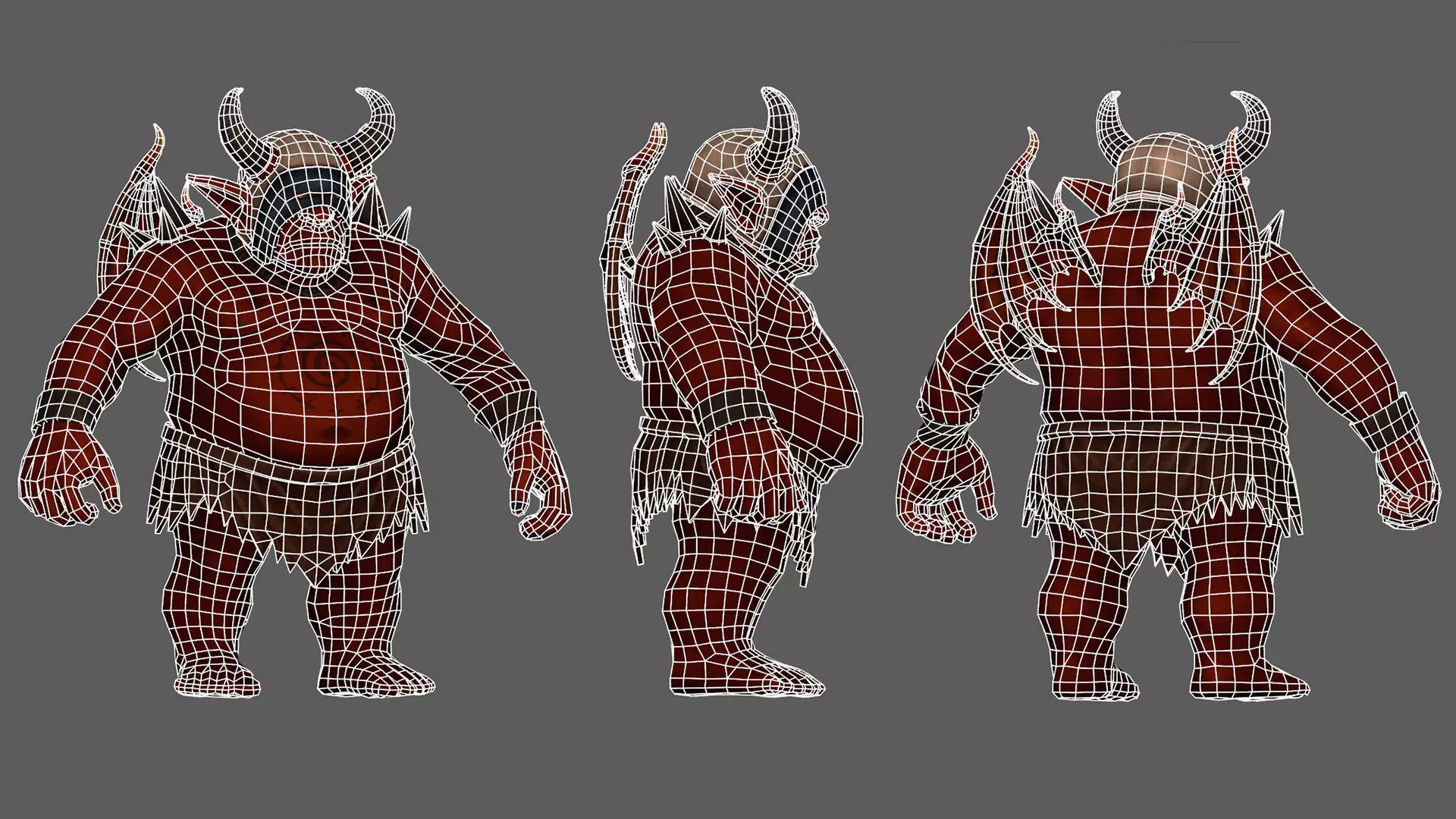 Demon Berserk - Game ready character Low-poly 3D model_12