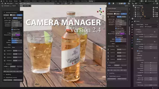 Camera Manager addon for Blender 3D model
