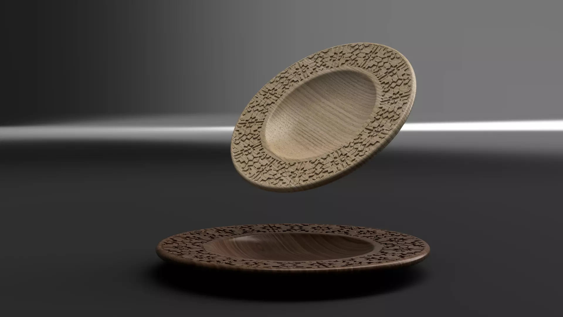 Set of 2 Plates with Embroidery Pattern V2 - STL File 3D print model_8