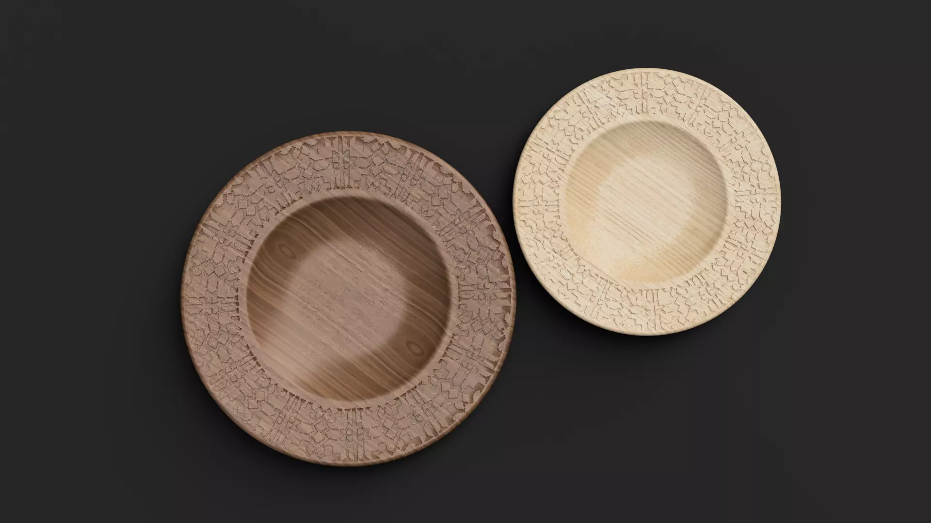 Set of 2 Plates with Embroidery Pattern V2 - STL File 3D print model_5