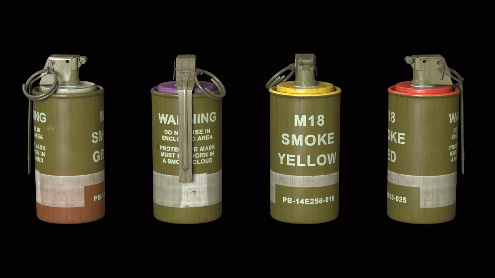 The M18  Smoke Grenade  Low-poly 3D model_20