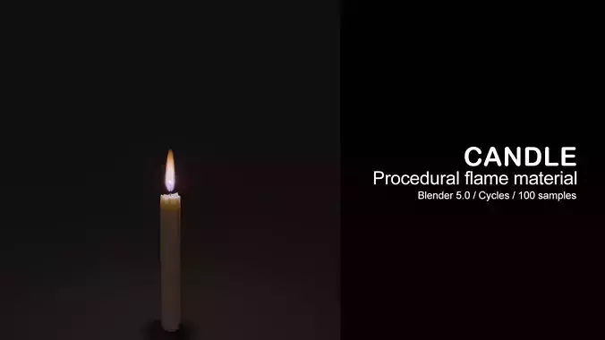 Candle with procedural flame 3D model