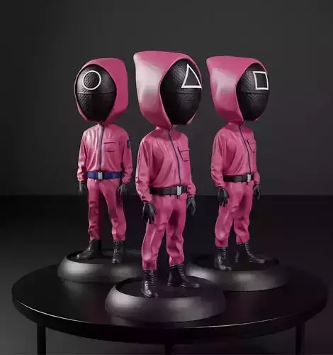 Squid Game Guard - 3D Model Set with Base-Circle-Square-Triangle