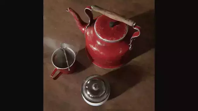 Old tea set 3D model 3