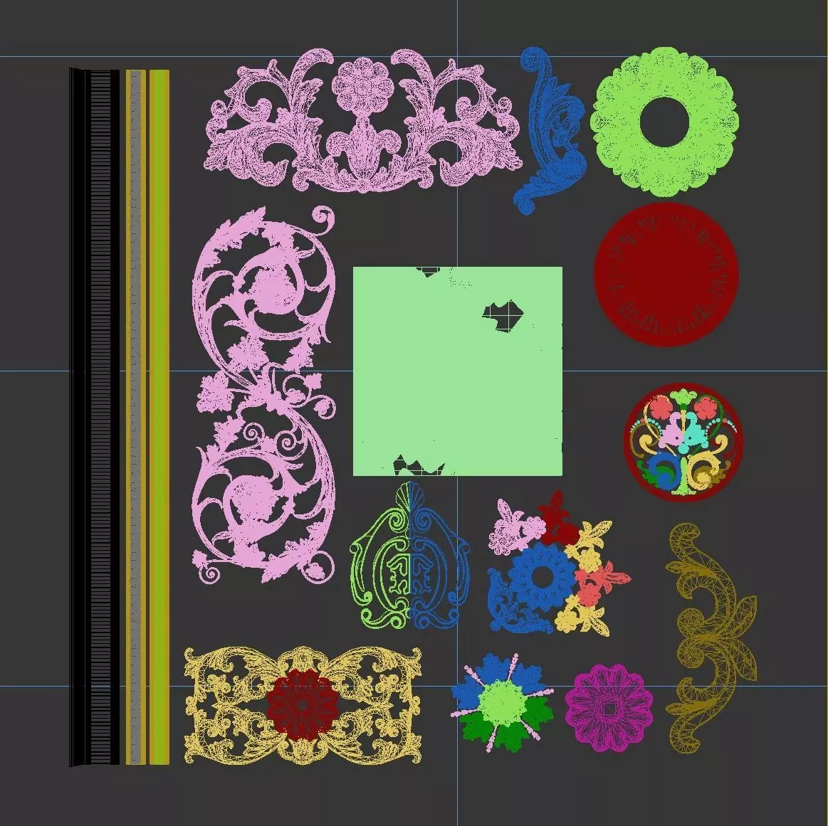 Baroque Engraving Ornament Collection Vol-5 - 3ds Max Corona 3D model_2