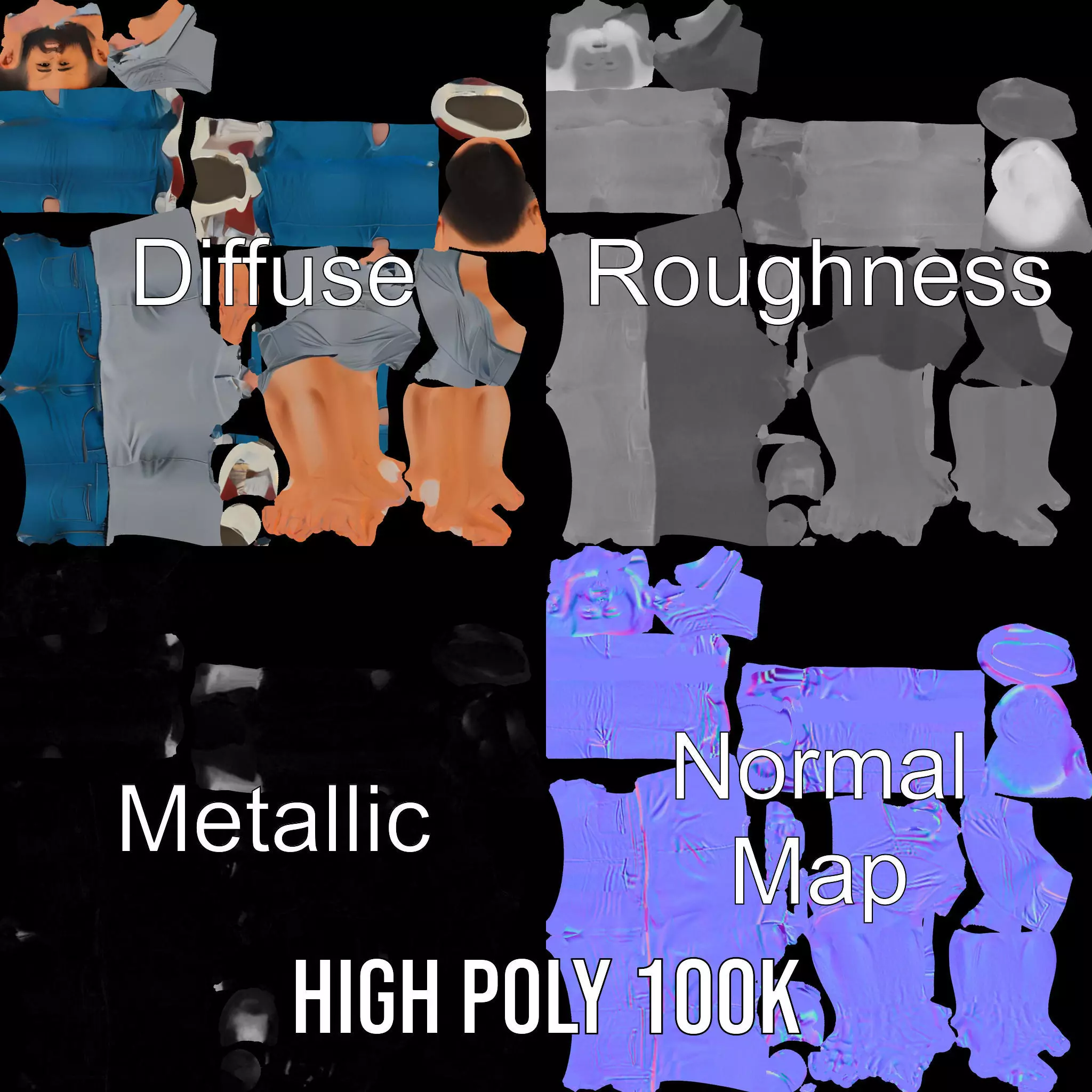 Casual Male Character Model Pack with Jeans and Polo Shirt Low-poly 3D model_4