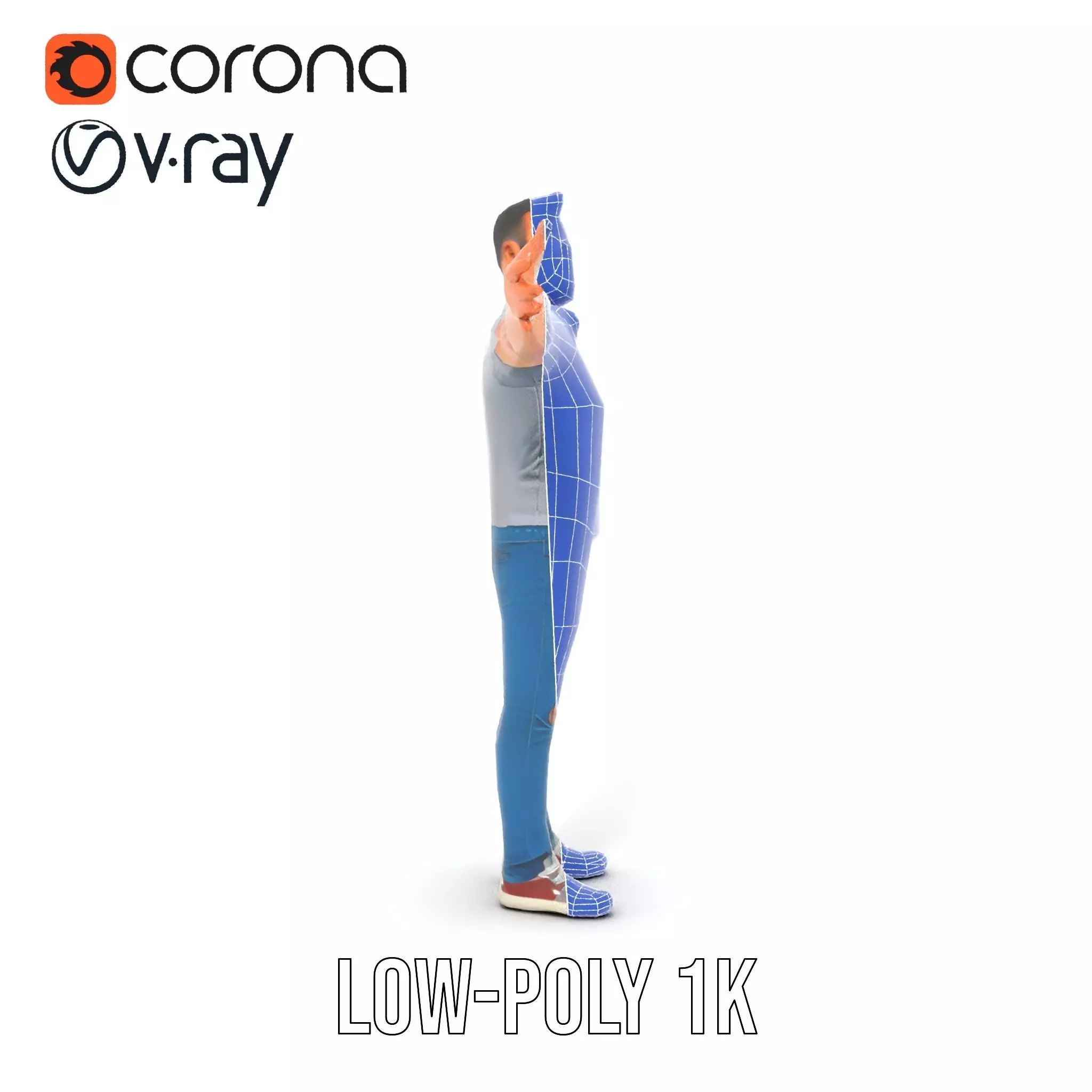 Casual Male Character Model Pack with Jeans and Polo Shirt Low-poly 3D model_20