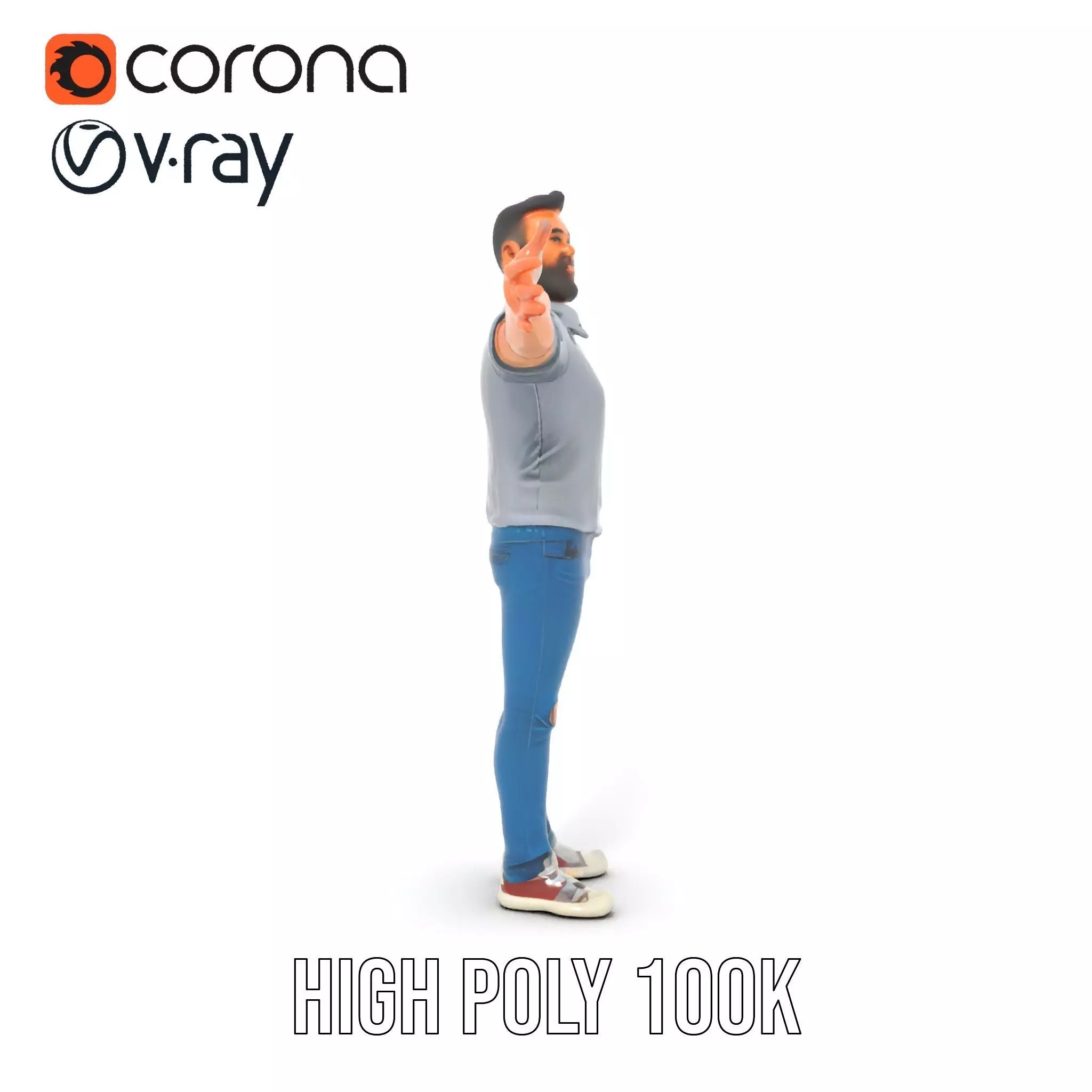 Casual Male Character Model Pack with Jeans and Polo Shirt Low-poly 3D model_30