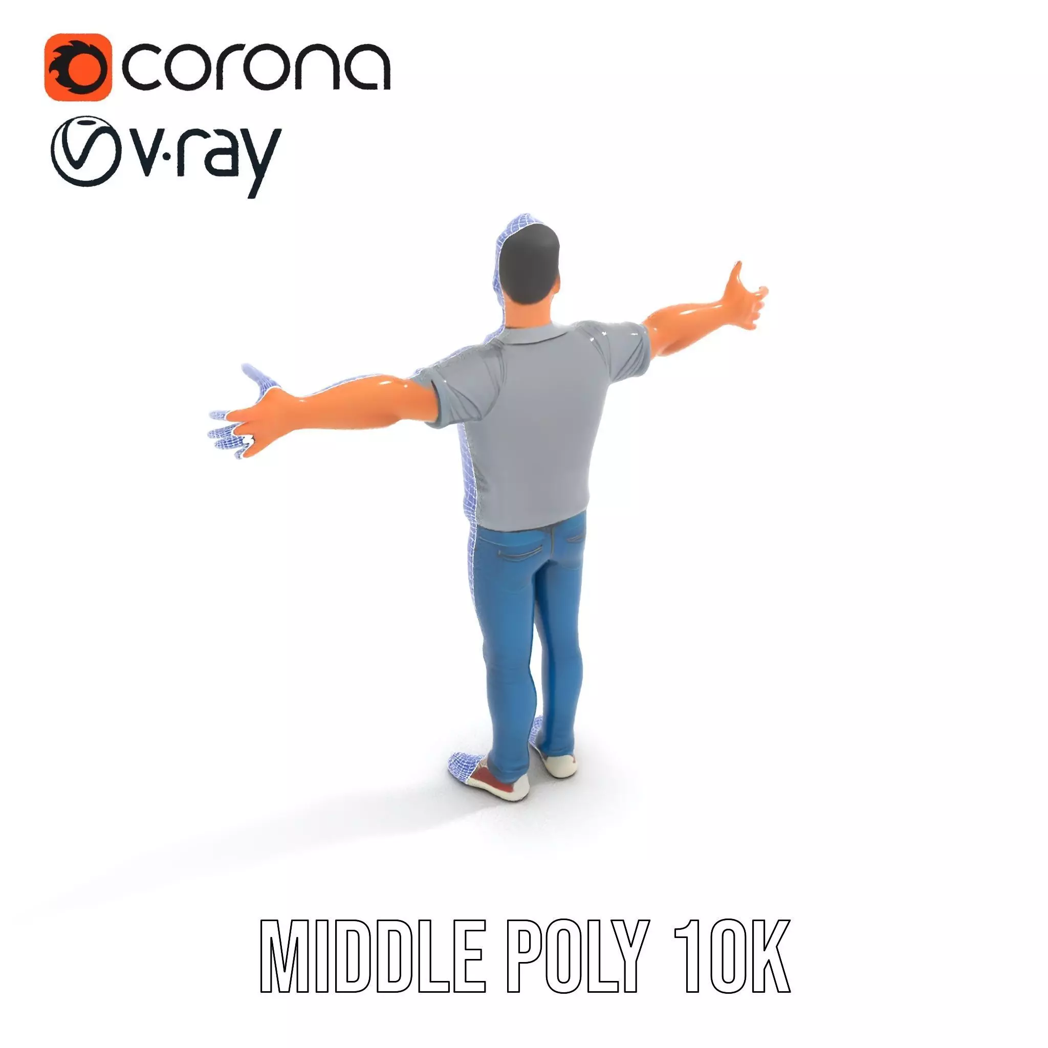 Casual Male Character Model Pack with Jeans and Polo Shirt Low-poly 3D model_16