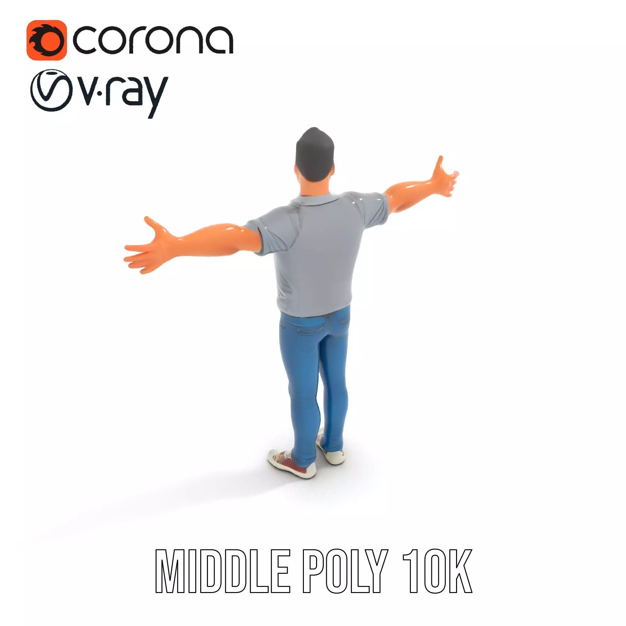 Casual Male Character Model Pack with Jeans and Polo Shirt Low-poly 3D model_10