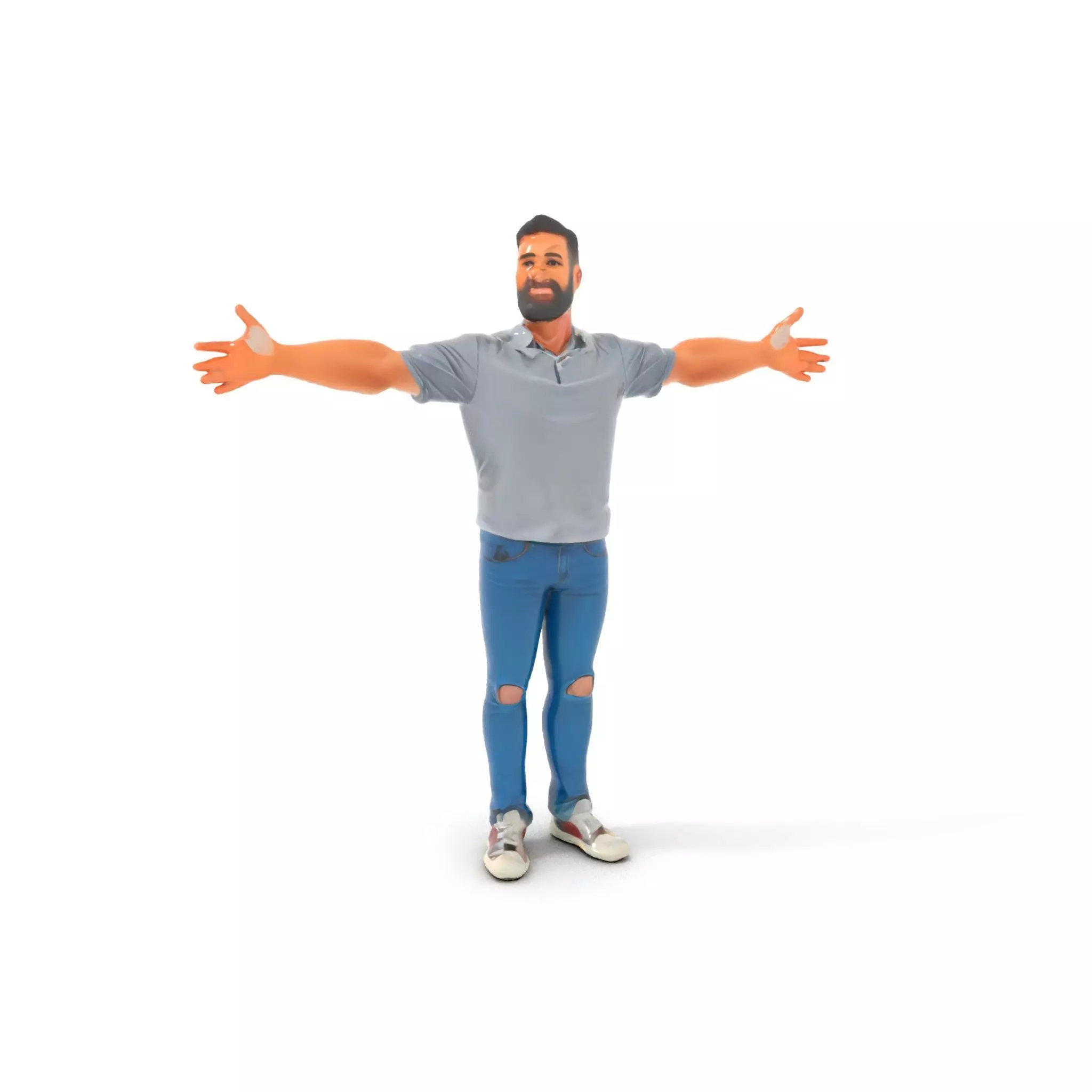 Casual Male Character Model Pack with Jeans and Polo Shirt Low-poly 3D model_0