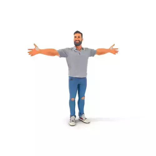 Casual Male Character Model Pack with Jeans and Polo Shirt Low-poly 3D model