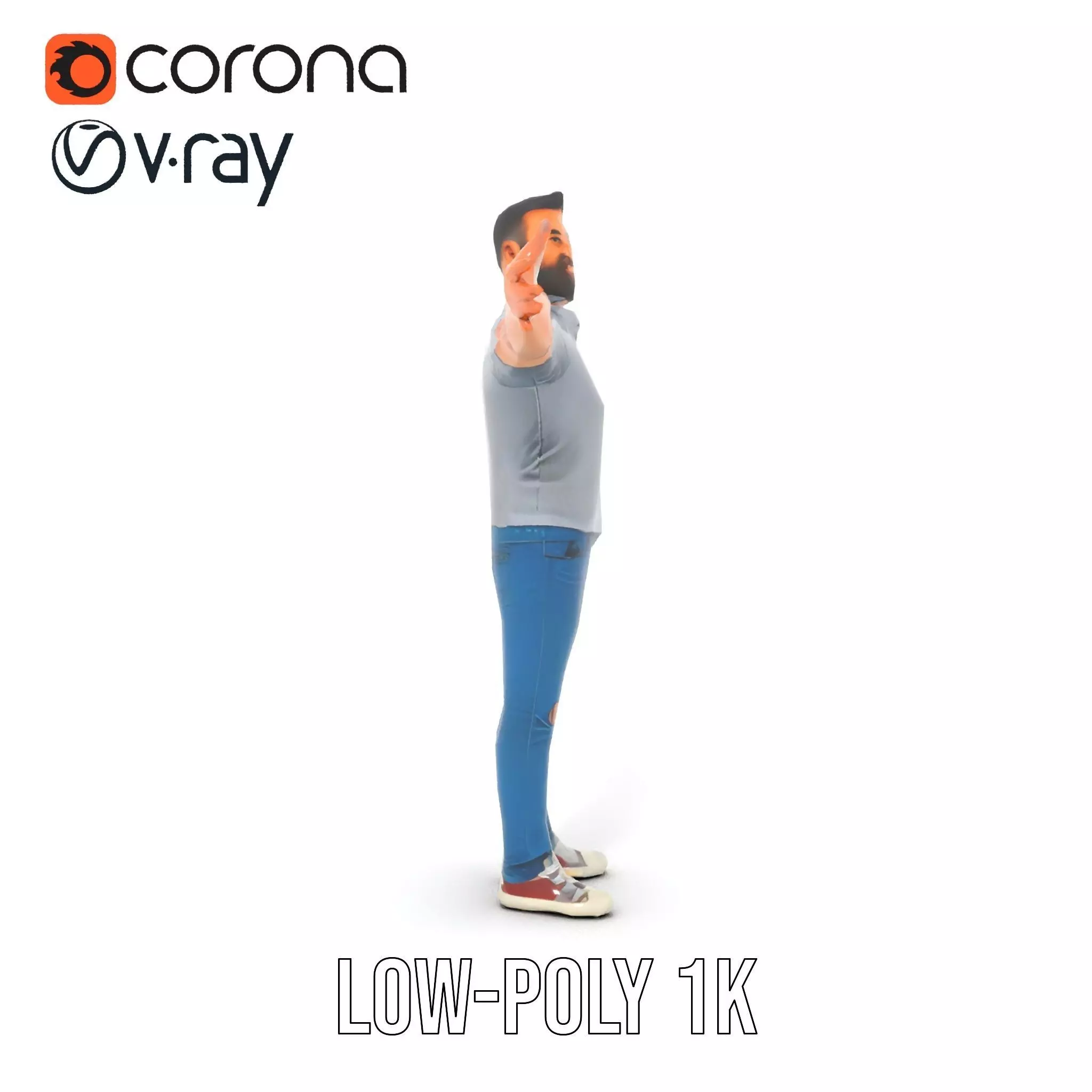 Casual Male Character Model Pack with Jeans and Polo Shirt Low-poly 3D model_14