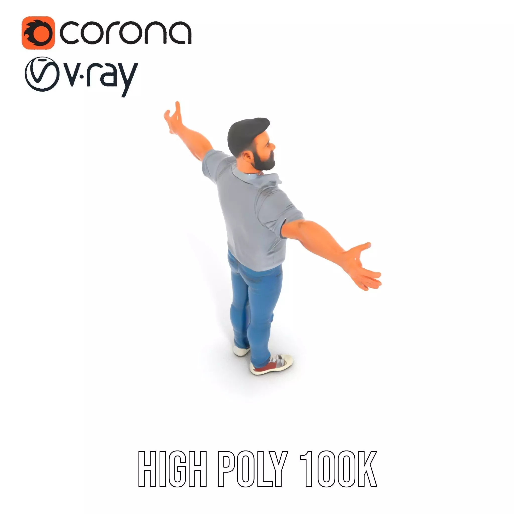 Casual Male Character Model Pack with Jeans and Polo Shirt Low-poly 3D model_18