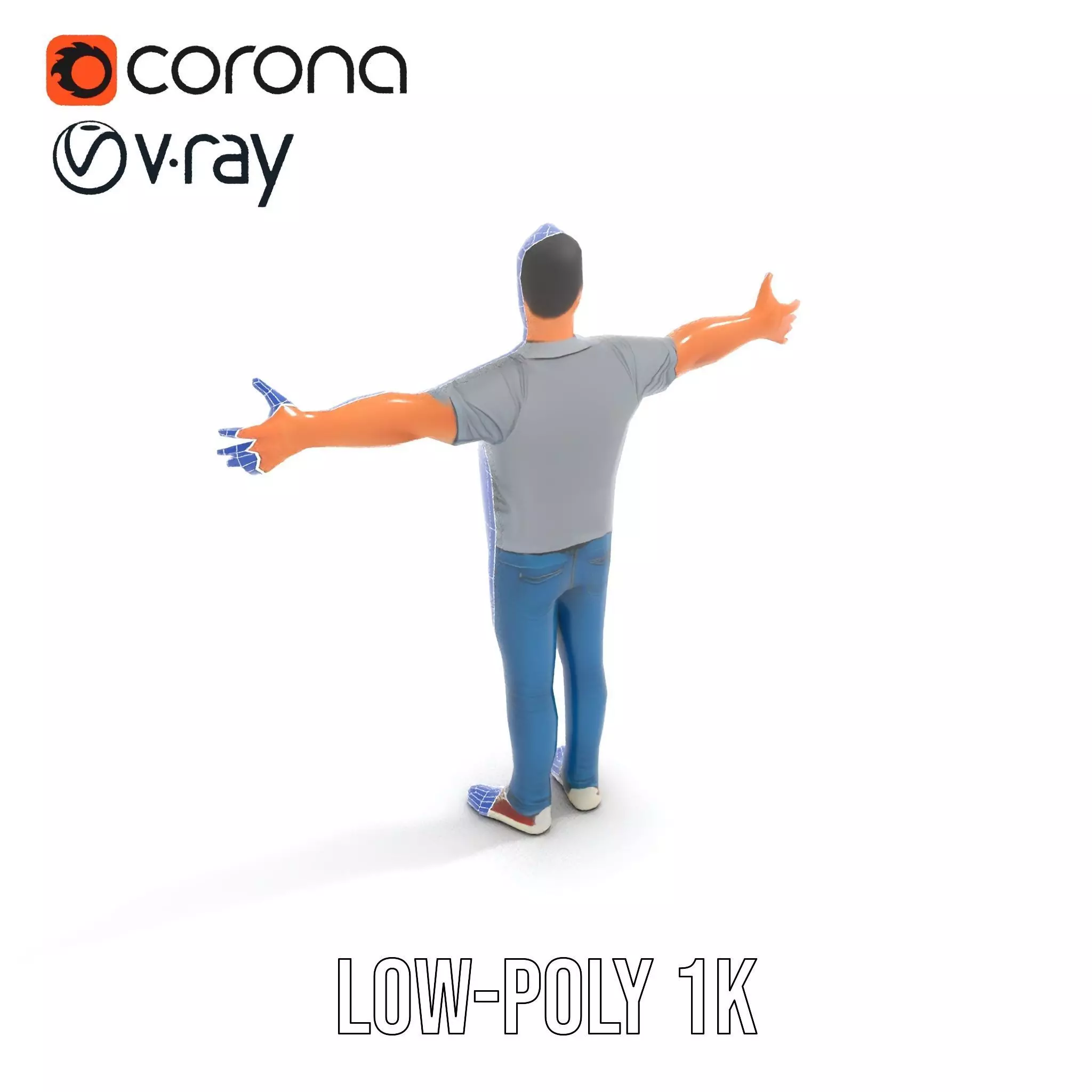 Casual Male Character Model Pack with Jeans and Polo Shirt Low-poly 3D model_29