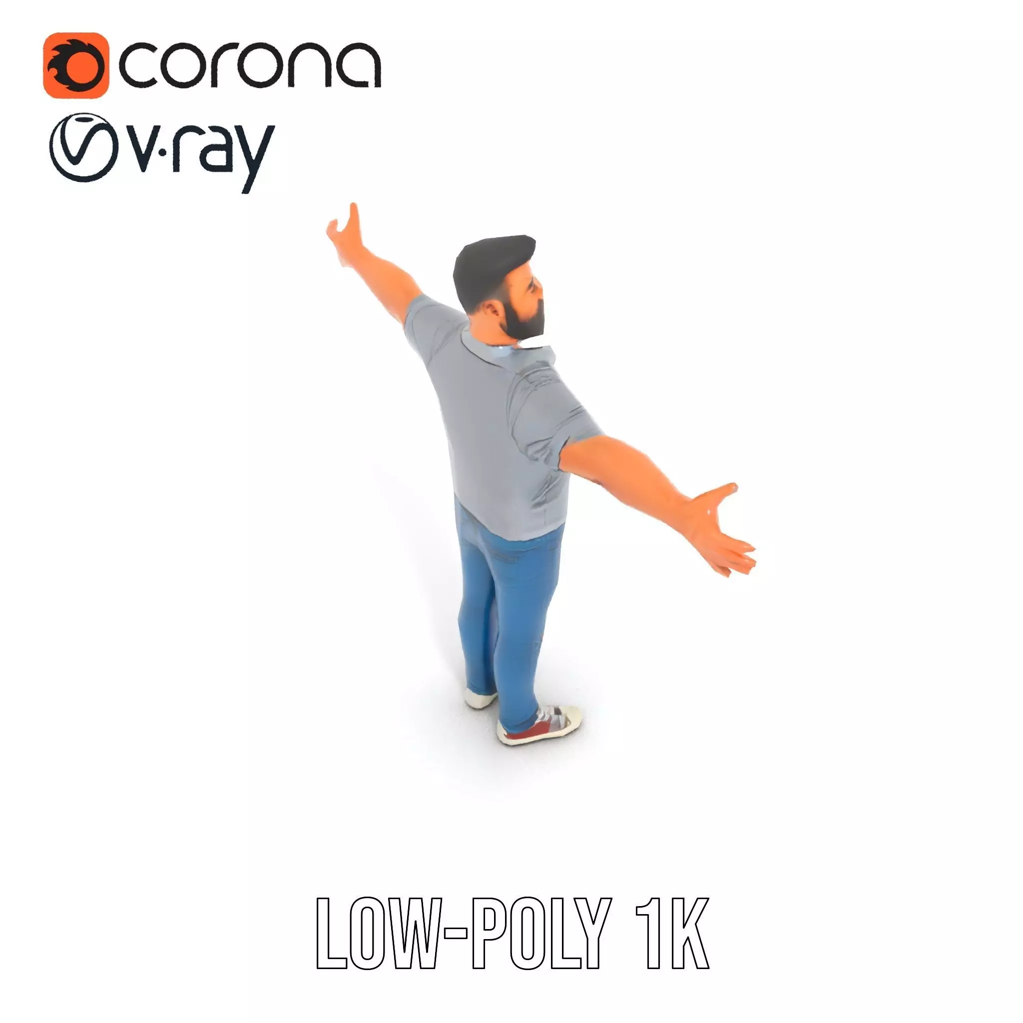 Casual Male Character Model Pack with Jeans and Polo Shirt Low-poly 3D model_17