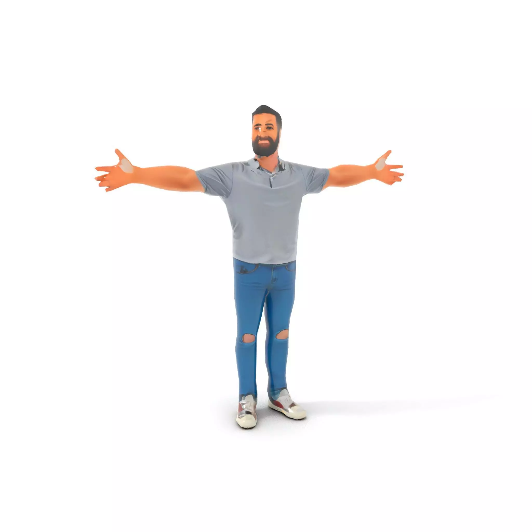 Casual Male Character Model Pack with Jeans and Polo Shirt Low-poly 3D model_8